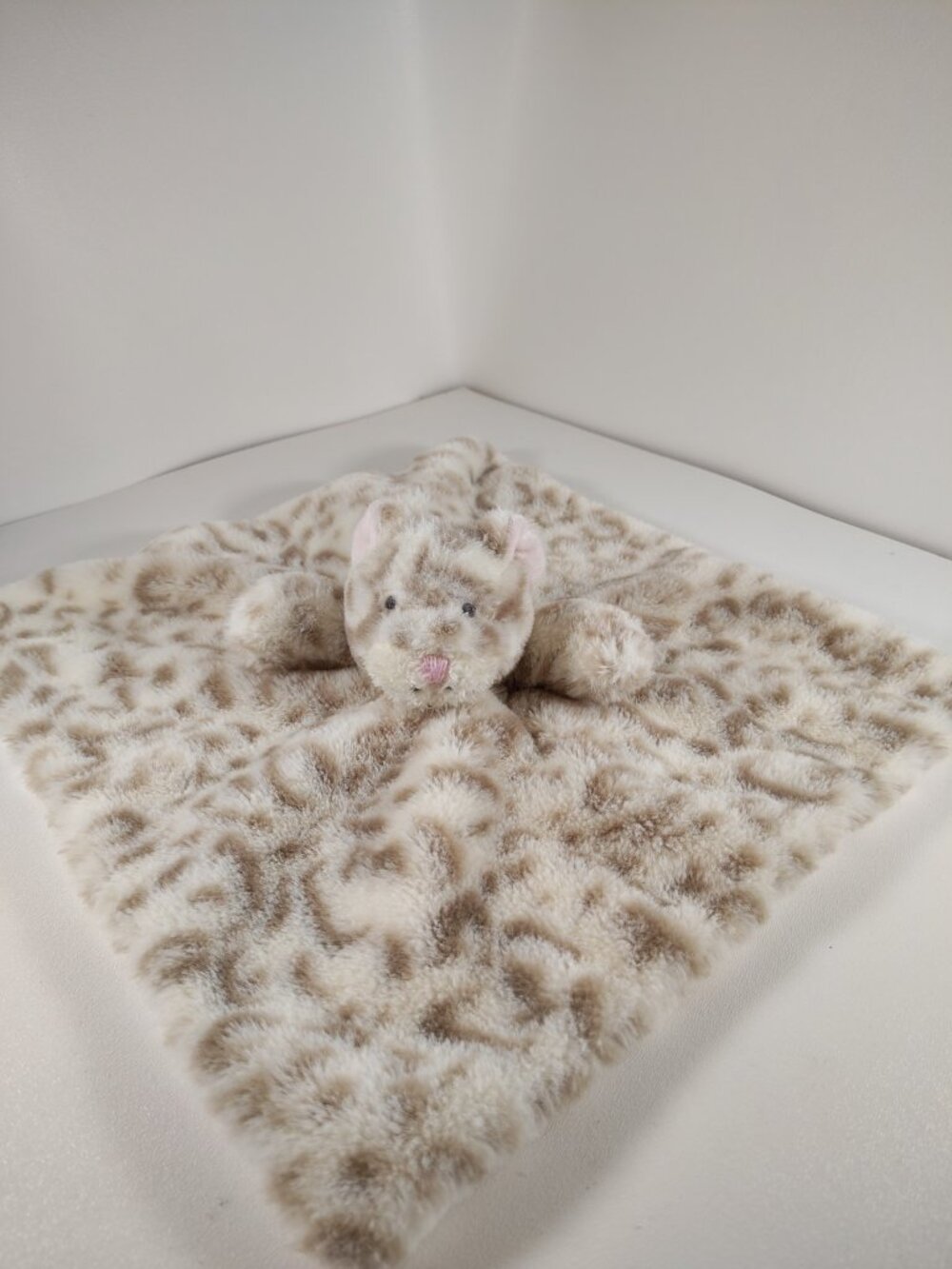 Mud Pie Pink Cheetah Cat Print Plush Security Lovey Small 14”